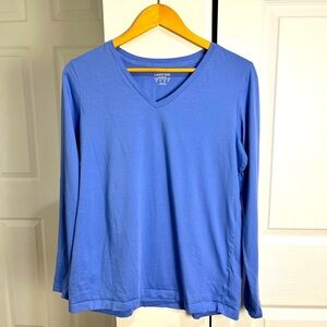 Lands' End 100% Supima Cotton Size M Long Sleeve T-Shirt V Neck Casual Career
